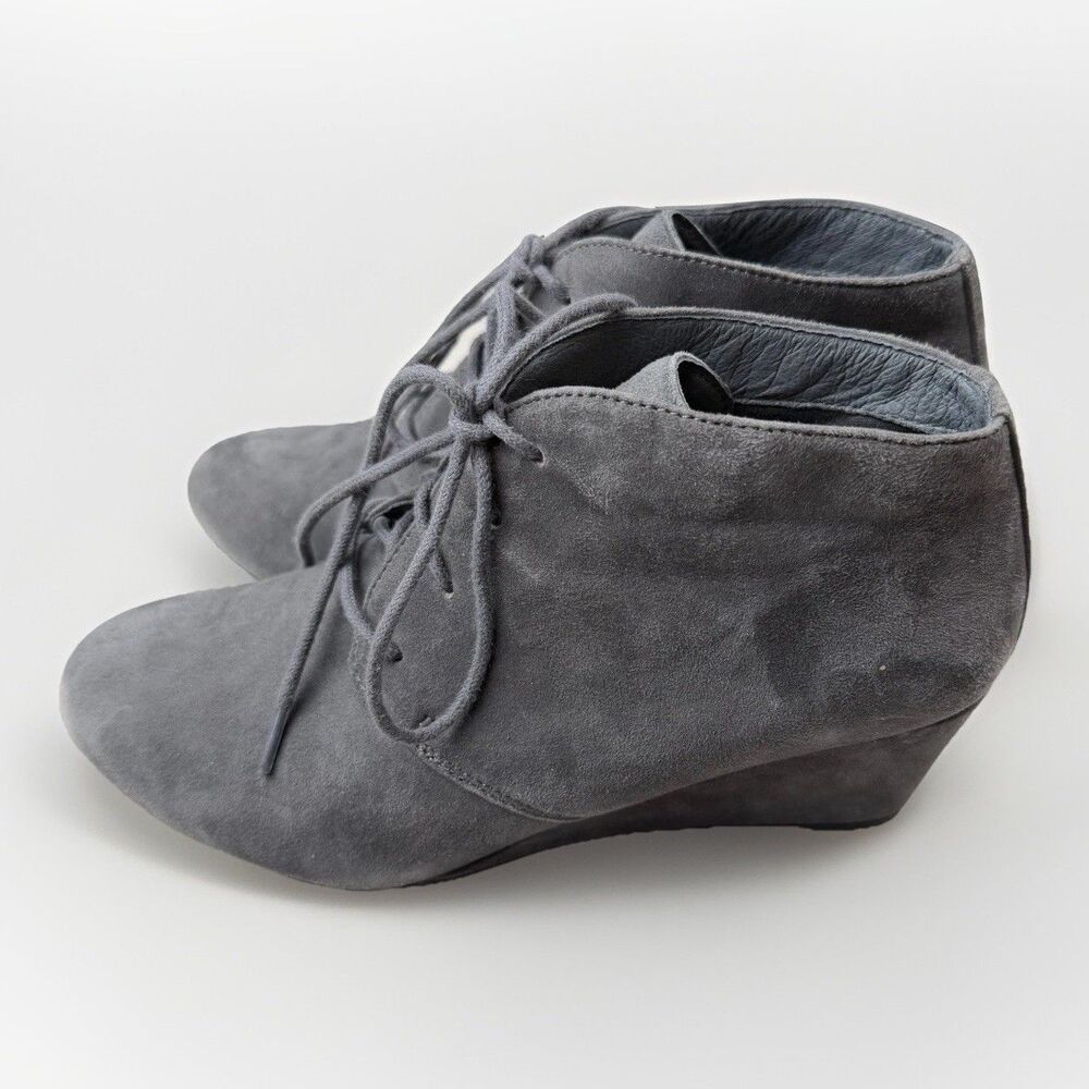 Vionic Elevated Becca Suede Wedge Boot Gray Womens 7‎